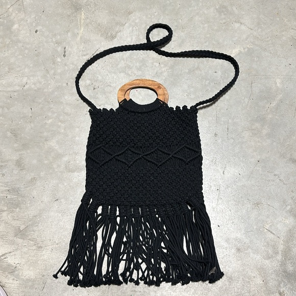 DANIEL NICOLE crossbody macrame black bag Looks Handmade box 27-21 - Picture 6 of 11